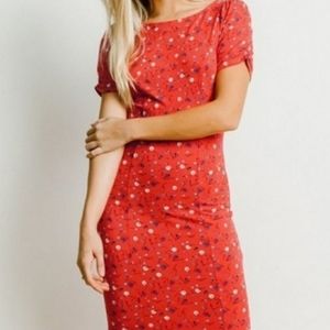FREE PEOPLE Caroline red FLORAL dress